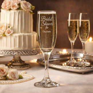 Elegant Script Bridal Shower Custom Name Design Champagne Flute