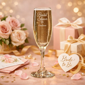 Elegant Script Bridal Shower Custom Name Design Champagne Flute