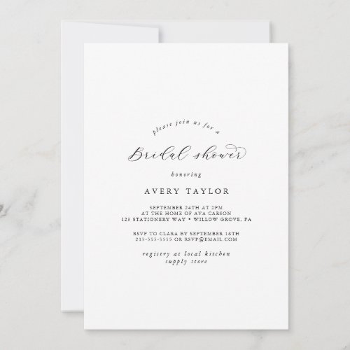 Elegant Script Bridal Shower Invitation