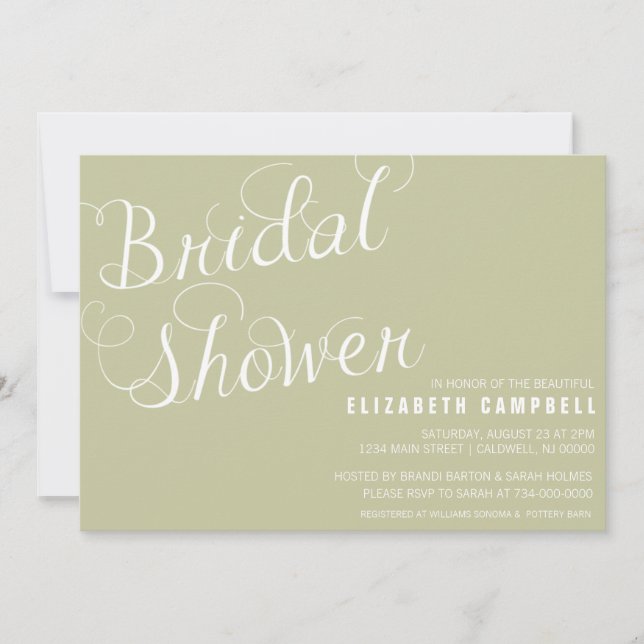 Elegant Script Bridal Shower Invitations (Front)