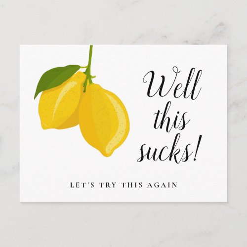 Elegant Script Bridal Shower Postponed Lemons Postcard