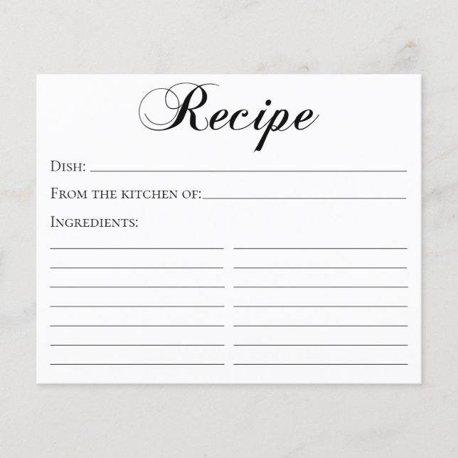 Elegant Script Bridal Shower Recipe Card (Front)