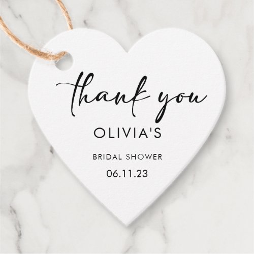 Elegant Script  Bridal Shower Thank You Favor Tag