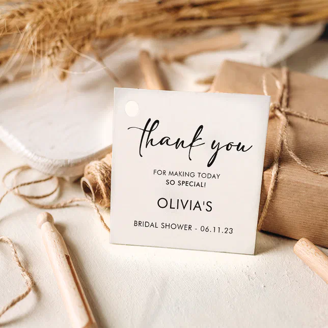 Elegant Script | Bridal Shower Thank You Favor Tag | Zazzle