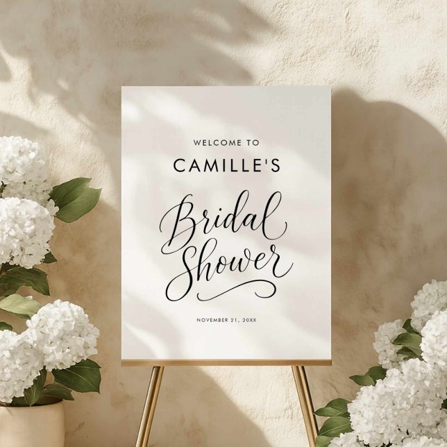 Elegant Script Bridal Shower Welcome Sign (Modern Script Bridal Bridal Shower Welcome Sign)