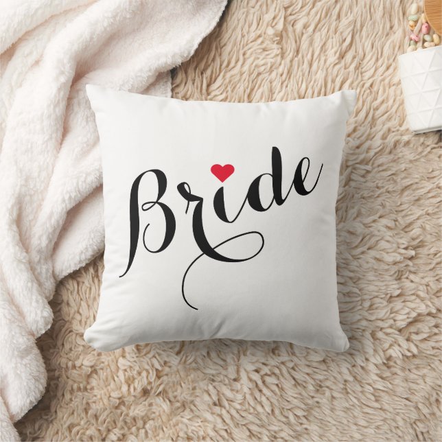 Elegant Script Bride Bridal Shower Wedding Square Throw Pillow (Blanket)