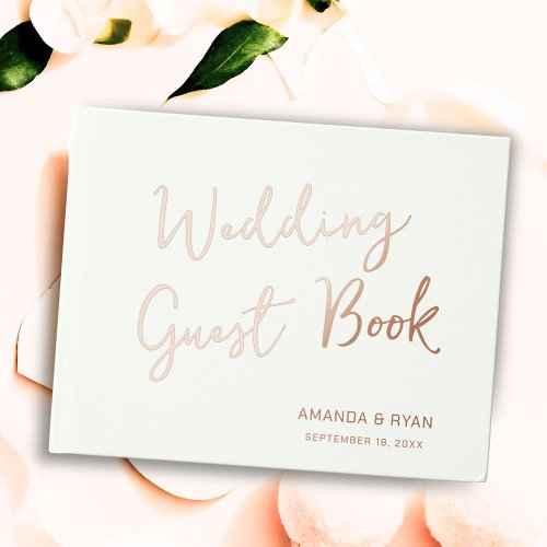 Elegant Script Bride Groom Wedding  Foil Guest Book