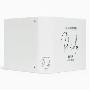 Elegant Script Bride Name Date Recipe 3 Ring Binder