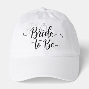 Elegant Script Bride to Be Floral Line Art Hat