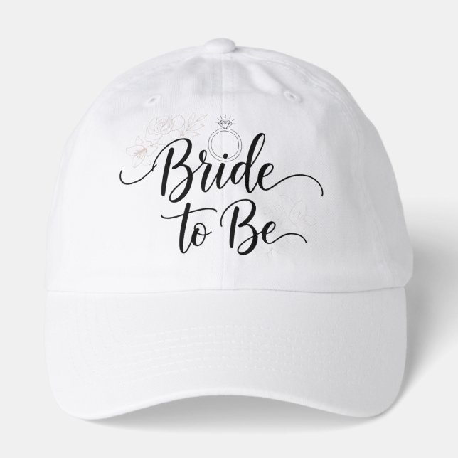 Elegant Script Bride to Be Floral Line Art  Hat (Front)