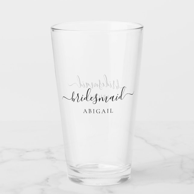 Elegant Script Bridesmaid Personalized Name Glass (Front)