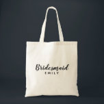 Elegant Script Bridesmaid Personalized Name Tote Bag<br><div class="desc">Elegant Script Bridesmaid Tote Bag. Features trendy and stylish script font,  personalize with bridesmaid name.</div>