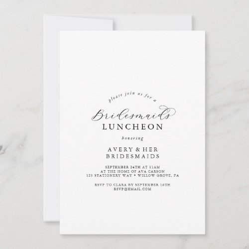 Elegant Script Bridesmaids Luncheon Invitation