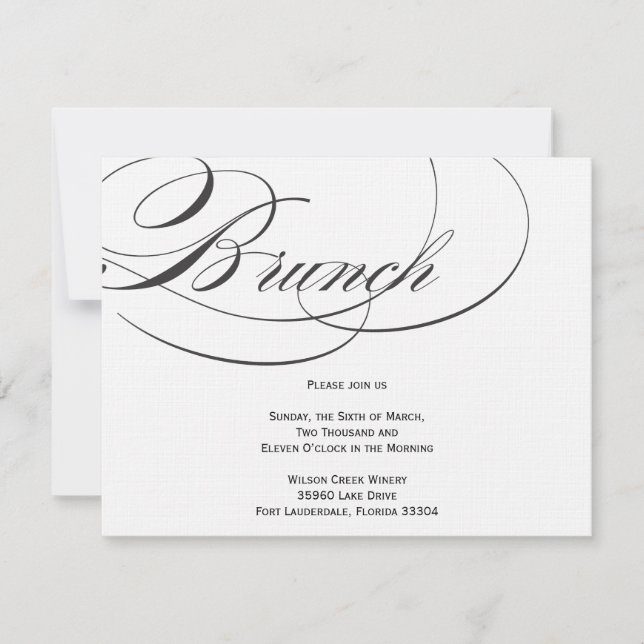 Elegant Script Brunch Invitation - Black (Front)