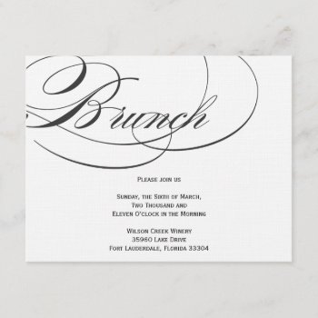 Elegant Script Brunch Invitation - Black by OrangeOstrichDesigns at Zazzle