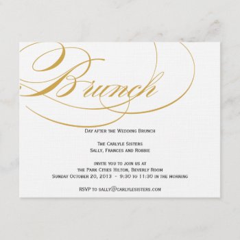 Elegant Script Brunch Invitation - Gold by OrangeOstrichDesigns at Zazzle