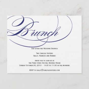 Elegant Script Brunch Invitation - Navy by OrangeOstrichDesigns at Zazzle