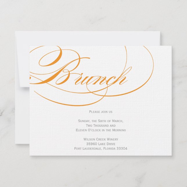 Elegant Script Brunch Invitation - Orange (Front)