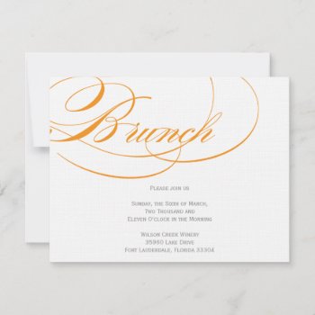 Elegant Script Brunch Invitation - Orange by OrangeOstrichDesigns at Zazzle