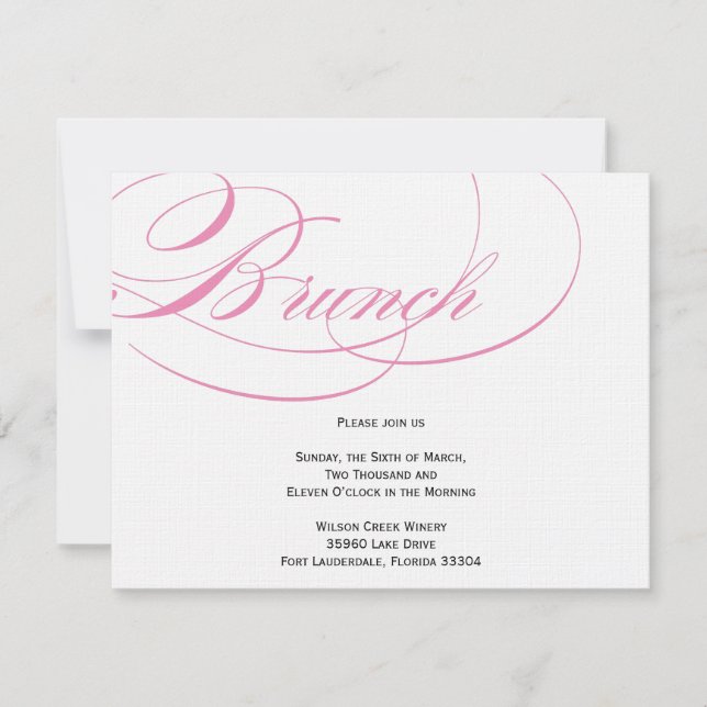 Elegant Script Brunch Invitation - Pink (Front)