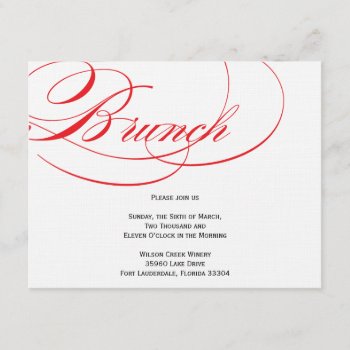 Elegant Script Brunch Invitation - Red by OrangeOstrichDesigns at Zazzle
