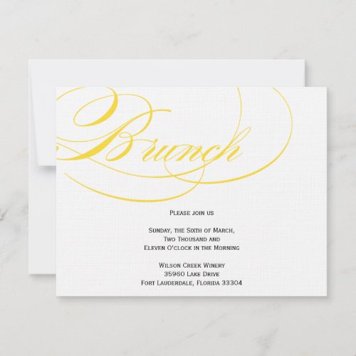 Elegant Script Brunch Invitation - Yellow