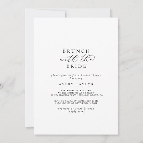 Elegant Script Brunch with the Bride Bridal Shower Invitation