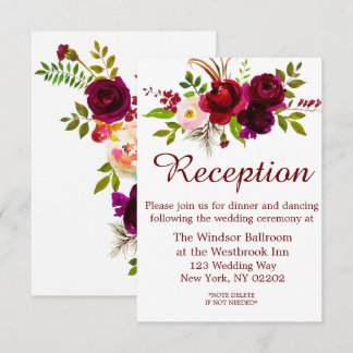 Elegant Script Burgundy Floral Invitation