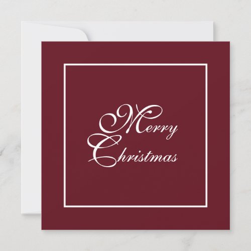 Elegant Script Burgundy Red Personalized Christmas Holiday Card