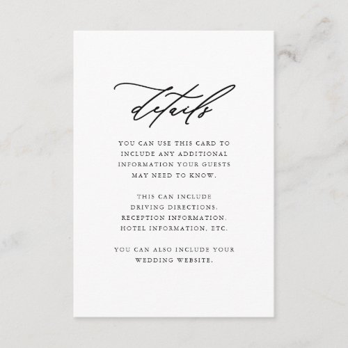 Elegant Script Burgundy Wedding Guest Details Enclosure Card