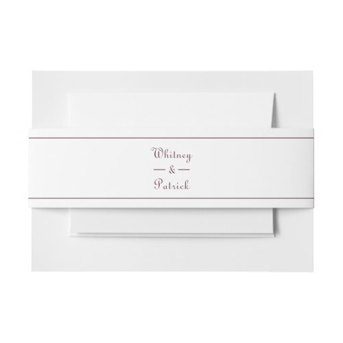 Elegant Script Burgundy Wedding Invitation Formal Invitation Belly Band