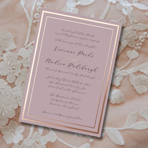 Elegant Script Burnished Lavender 2 Foil Invitation