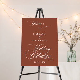 Elegant Script Burnt Orange Wedding Sign