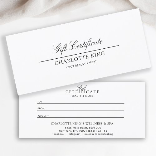 Elegant Script  Business Gift Certificate