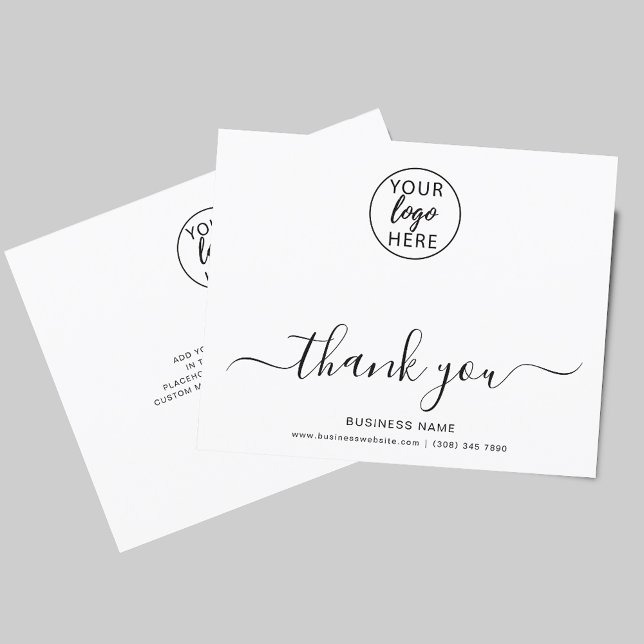Elegant Script Business Logo Thank You Card (Elegant Script Business Logo Thank You Card)