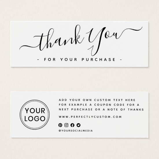 Elegant script business logo thank you insert card