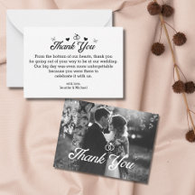 Elegant Script Butterfly Photo Wedding Thank You