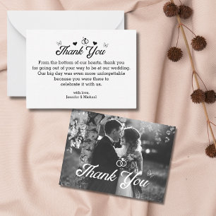 Elegant Script Butterfly Photo Wedding Thank You Note Card