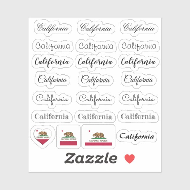 Elegant script California & Flag USA /name Set Sticker (Sheet)