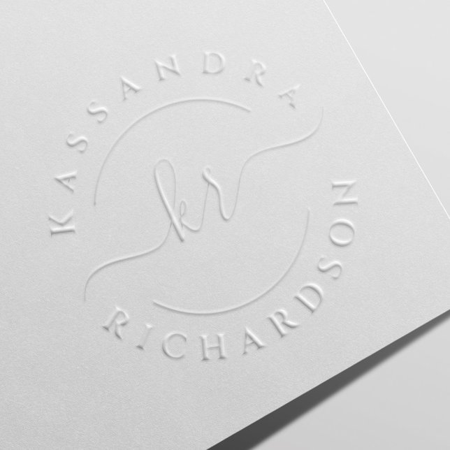 Elegant Script Calligraphy 2 Letter Monogram Name Embosser (Creator Uploaded)