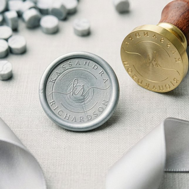 Elegant Script Calligraphy 2 Letter Monogram Name Wax Seal Stamp (Elegant Script Calligraphy 2 Letter Monogram Name Wax Seal Stamp)