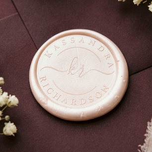 Elegant Script Calligraphy 2 Letter Monogram Name Wax Seal Sticker