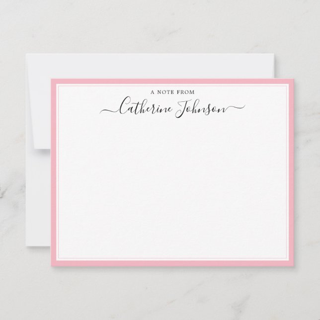 Elegant Script Calligraphy A Note From Blush Pink (Front)
