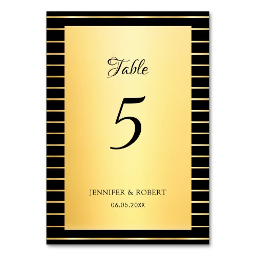 Elegant Script Calligraphy Black And Gold Template Table Number