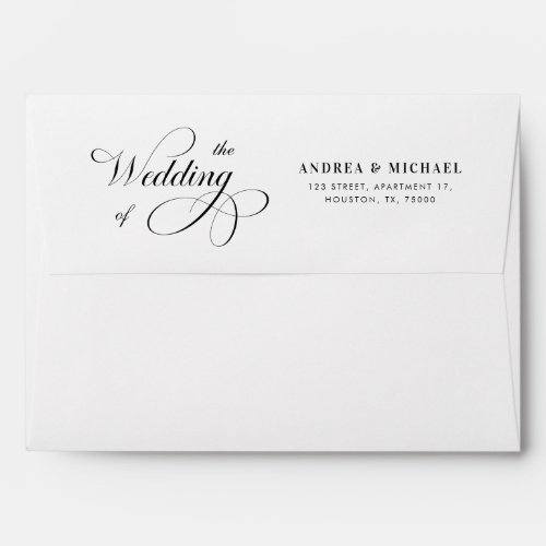 Elegant Script Calligraphy Black and White Wedding Envelope