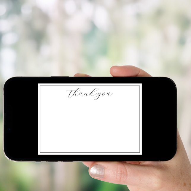 Elegant Script Calligraphy Black Thank You Card (Front Digital)