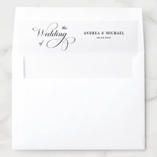 Elegant Script Calligraphy Black White Wedding of Envelope Liner