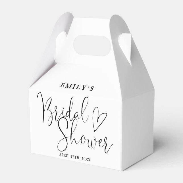 Elegant Script Calligraphy Bridal Shower Favor Boxes (Front Side)