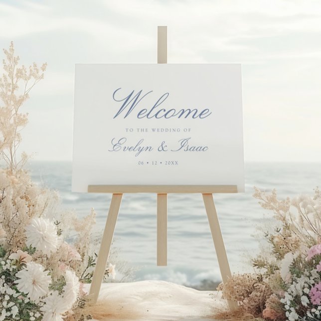 Elegant Script Calligraphy Dusty Blue Wedding Foam Board (Creator Uploaded)