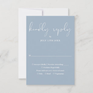 Elegant Script Calligraphy Dusty Blue Wedding RSVP Card
